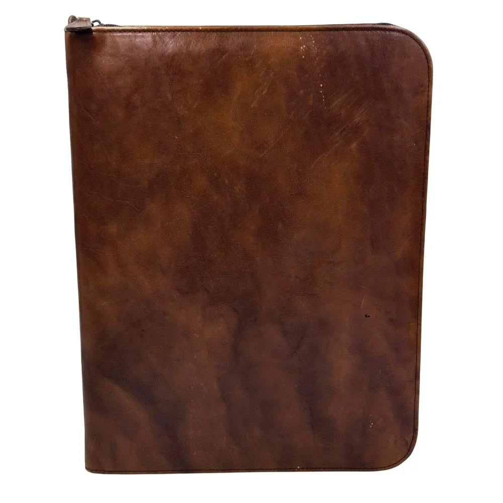 Vintage Wilsons Italian Leather Executive Padfolio Brown Zip Around  Portfolio